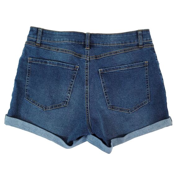 The Girlfriend by Rewash Blue Jean Shorts Women's 5/27 Cuffed Hem Stretch - Picture 2 of 6